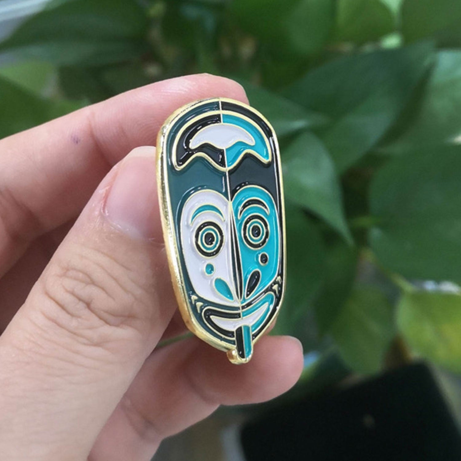 Tiki Mask Pin Badges