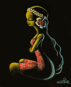 "Hinano Lady" with Float frame, original velvet art
