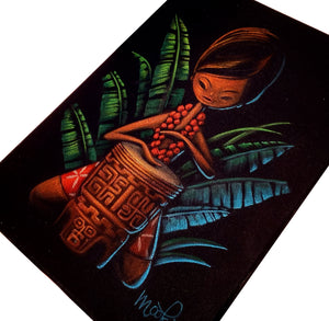 "Tiki Drum" original velvet painting