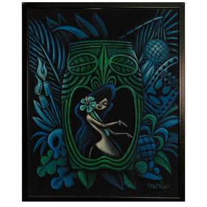 Wahine painting with Float frame, original velvet art