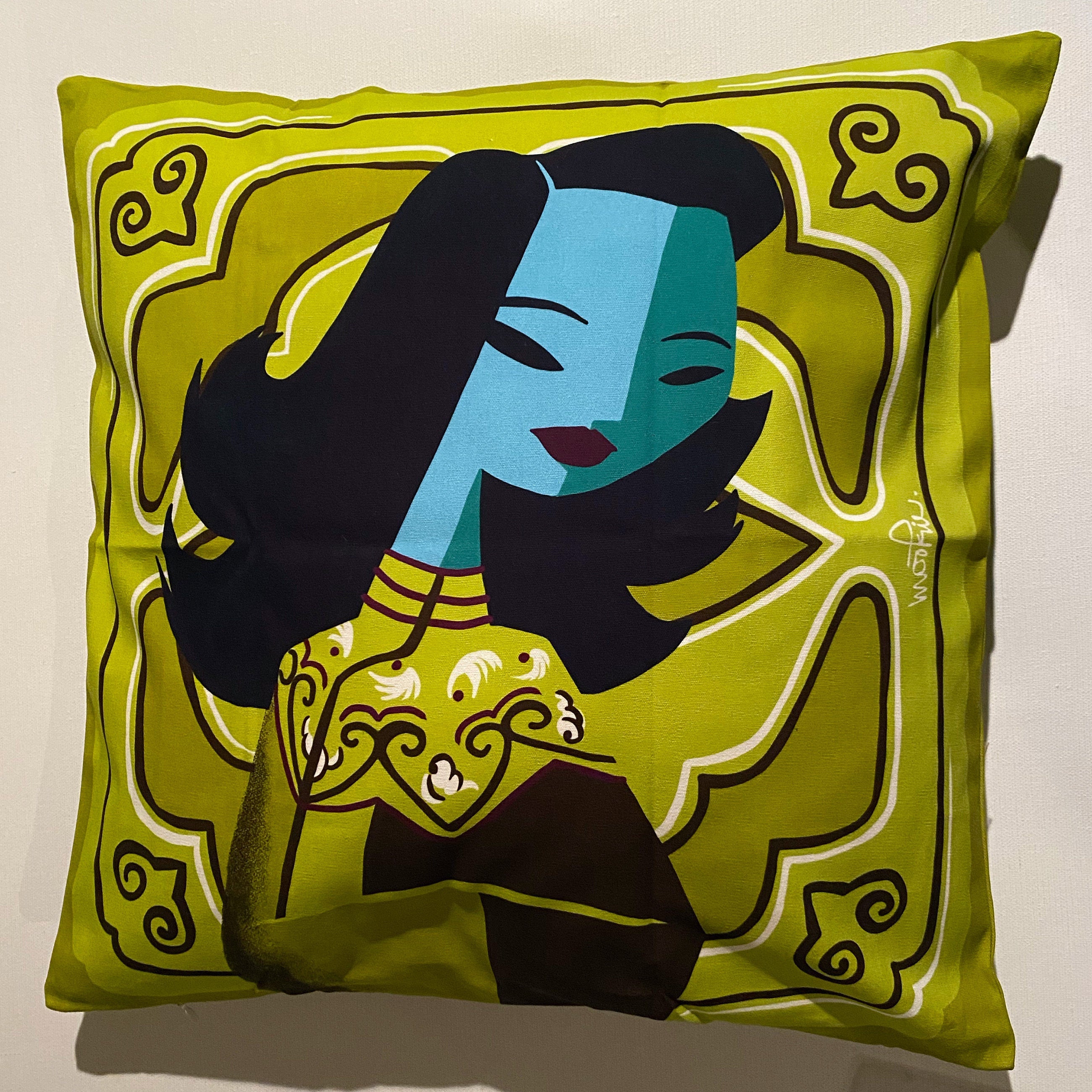 Green lady Pillow cover
