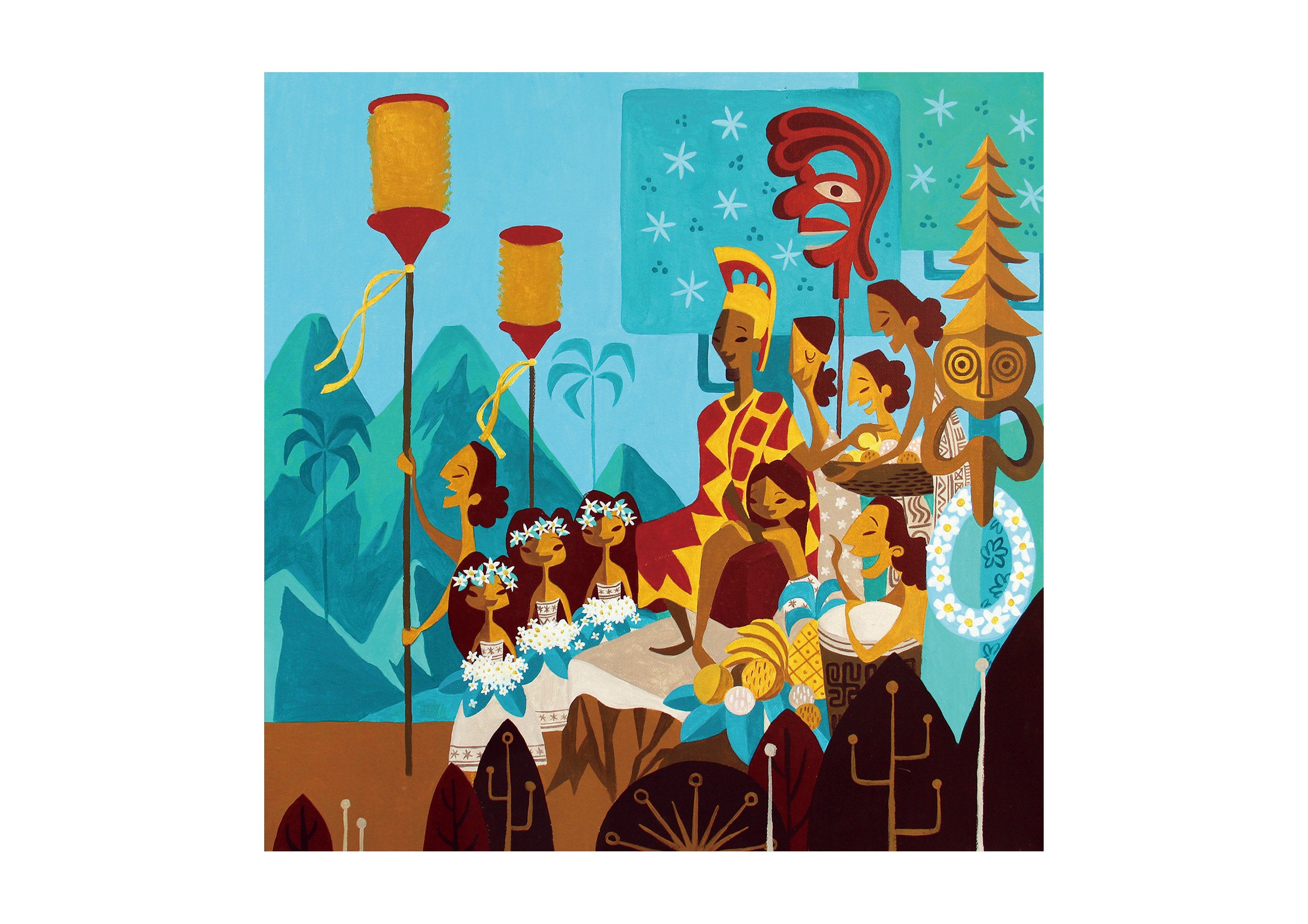 Hawaiian Traditional Ceremony,Art Print set