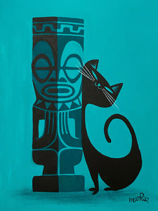 Tiki Cat Framed Art Prints