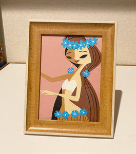 Hula girl , paper cut with frame/ limited edition