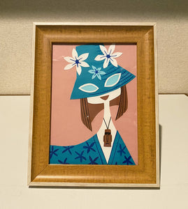 Tiki girl , paper cut with frame/ limited edition