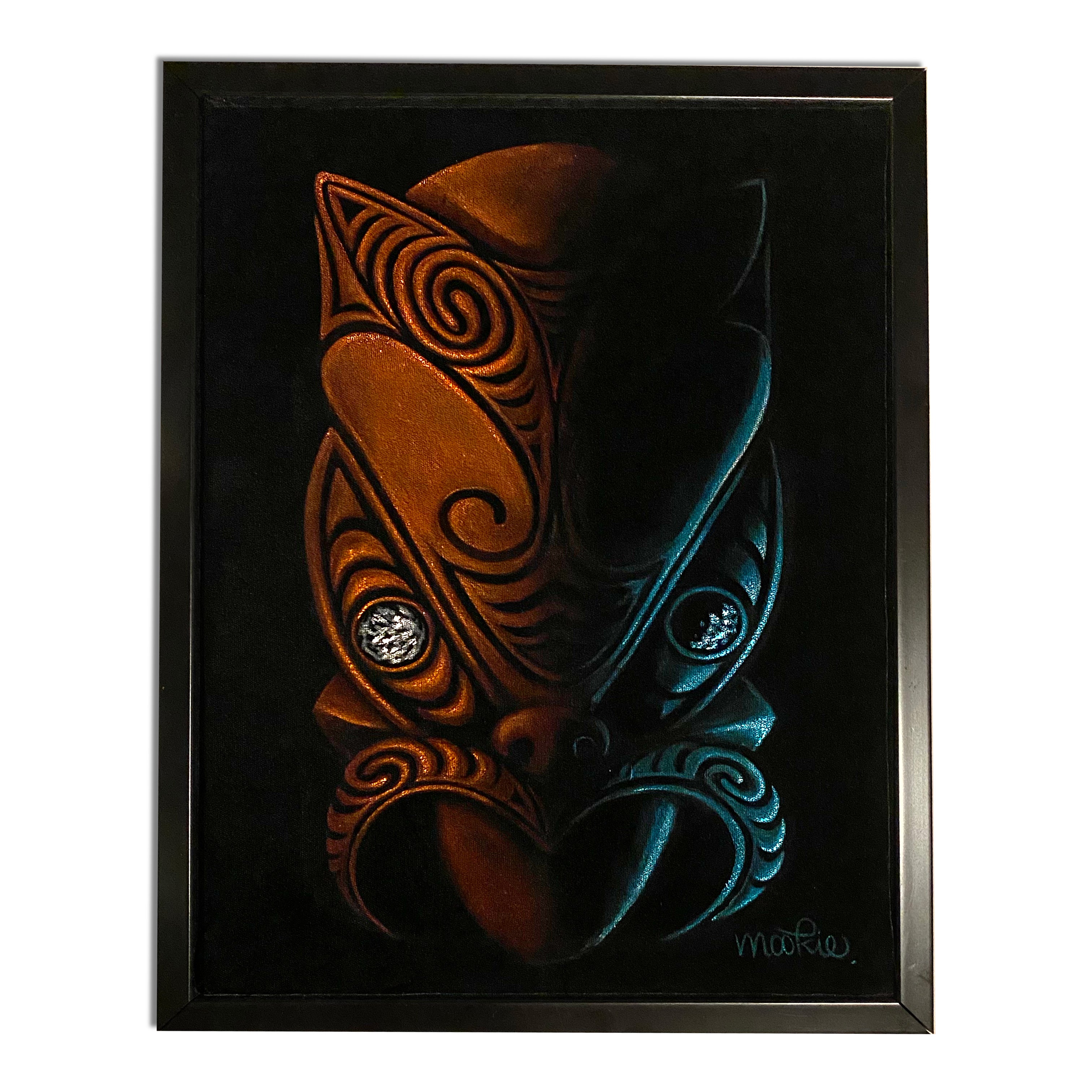 Tiki painting with Float frame, original velvet art