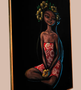 "Wahine" with Float frame, original velvet art